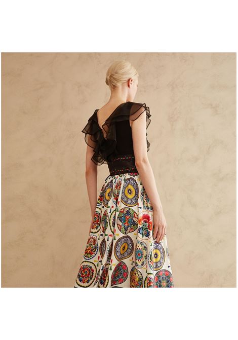 Coordinato corpetto monospalla con gonna fantasia Twins TWINS | Abiti | 3954 3955UNICO